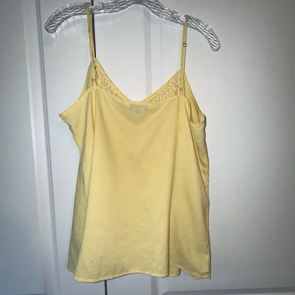 The Limited Yellow Cami Tank Top Lace Trim Adjustable Straps Large - Picture 2 of 4